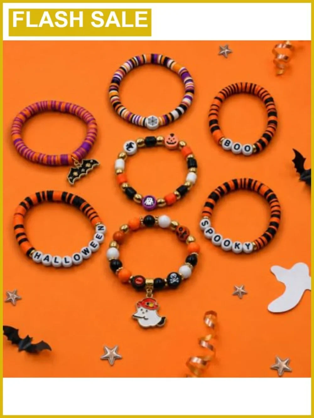 Halloween Beaded Stretch Bracelets Set Party Favors Stackable
